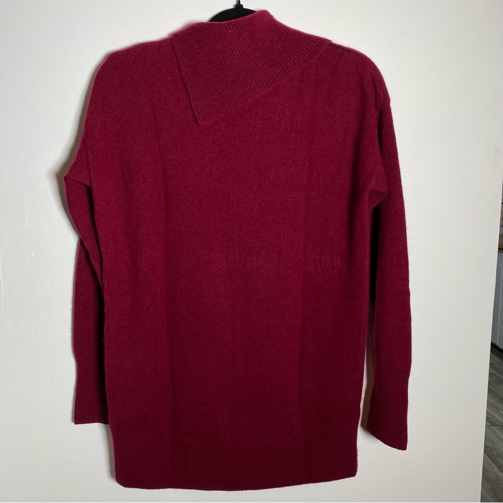 Nicole Miller Cashmere Burgundy Split Cowl Neck Sweater Long Length Oversized S - Picture 3 of 4